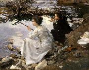 John Singer Sargent Two Girls Fishing oil painting reproduction